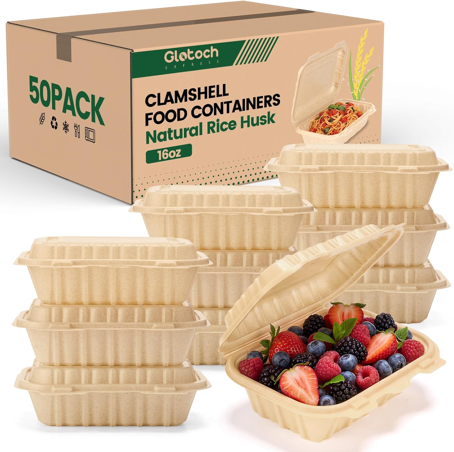 Food Storage Safety - 50 sztuk pojemników typu clamshell o