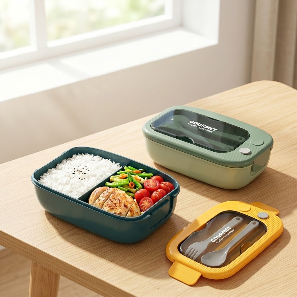 Food Storage With Compartments - Plastikowy pojemnik bento do mikrofalówki, 2